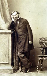 Retrato del compositor Giuseppe Verdi (1813 - 1901). 1840s. Fotografía.