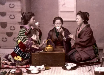 Té en casa, Japón, finales del siglo XIX - Archivo de Misiones Extranjeras