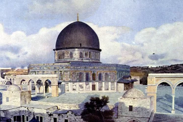 Vista de la Mezquita de Omar en Jerusalén. Autocromo.