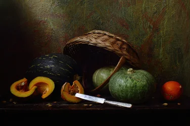 Cosecha de calabazas de otoño