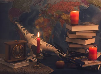 Un acogedor estudio a la luz de las velas