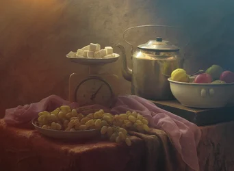 Azúcar y fruta para la tetera
