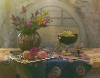 Naturaleza muerta floral rústica
