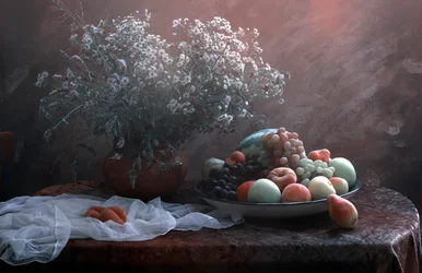 Fruta y flores rústicas