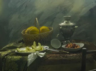 Melones rústicos y samovar
