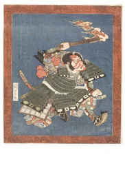 Actor de kabuki, Ichikawa Danjuro VII como guerrero totalmente maquillado, c.1815-1820 (xilografía sobre papel)