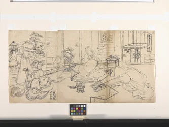 Los cuatro logros (Música, Go, Caligrafía, Pintura): Música (Koto) (tinta sobre papel)