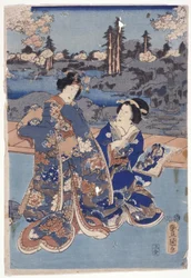 Comparación Edo de las figuras de Murasaki (Edo Murasaki Sugata Kurabe) (xilografía en color)