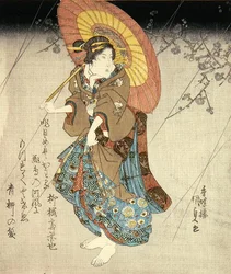 Iwai Kumesaburo II en el papel de un amante, c.1827-30
