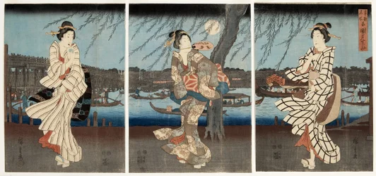 Una fresca tarde de verano en Ryogoku, 1848-51