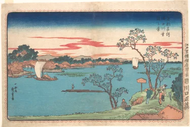 Vista de cerezos con follaje a lo largo del río Sumida