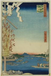 Río Asakusa, gran ribera, río Miyato (Asakusagawa Okawabata Miyatogawa), de la serie "Cien vistas famosas de Edo (Meisho Edo hyakkei)".