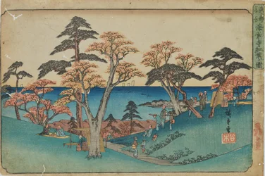 «Hojas de otoño en el templo de Kaianji», de la serie «Lugares famosos de la capital oriental»