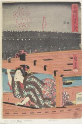 Grandes fuegos artificiales en Ryogoku, 1847-1852