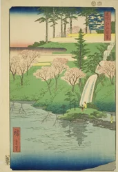 Estanque Chiyogaike, Meguro, de la serie "Cien vistas famosas de Edo (Meisho Edo hyakkei)"
