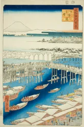 Clima despejado después de la nieve en el puente Nihon (Nihonbashi yukibare), de la serie "Cien vistas famosas de Edo (Meisho Edo hyakkei)"