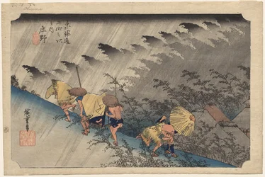Lluvia torrencial en Shono (Estación 46) de la serie Cincuenta y tres estaciones del Tokaido