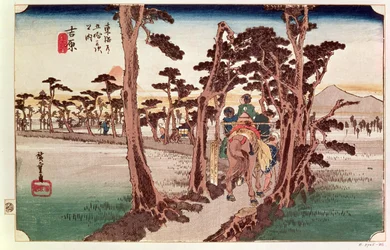 Fuji desde Yoshiwara de las 53 Estaciones del Tokaido, c.1833