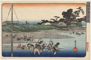 Gathering Shellfish at Low Tide at Susaki, from the series Famous Places in Edo