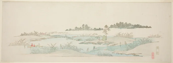 Templo Hagi (Hagidera), de la serie "Trece Vistas de los Alrededores de Edo"