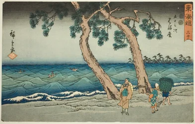 Hamamatsu—No. 30, de la serie "Cincuenta y tres estaciones del Tokaido (Tokaido gojusan tsugi)," también conocido como el Reisho Tokaido