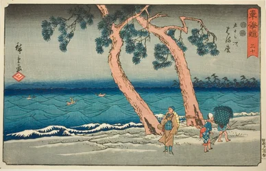 Hamamatsu—No. 30, de la serie "Cincuenta y tres estaciones del Tokaido (Tokaido gojusan tsugi)", también conocida como el Reisho Tokaido