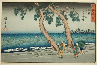 Hamamatsu—No. 30, de la serie "Cincuenta y Tres Estaciones del Tokaido (Tokaido gojusan tsugi)," también conocida como el Reisho Tokaido
