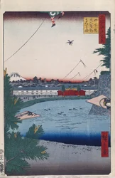 Hibiya y Soto-Sakurada desde Yamashita-cho Cien vistas famosas de Edo, 1856-1858