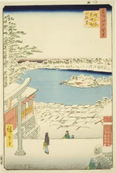 Vista desde la cima de la colina del Santuario Yushima Tenjin (Yushima Tenjin sakaue tenbo), de la serie "Cien vistas famosas de Edo (Meisho Edo hyakkei)"