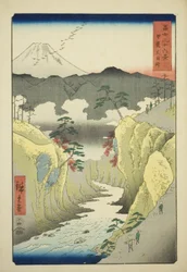 Paso de Inume en la provincia de Kai (Kai Inume toge), de la serie "Treinta y seis vistas del monte Fuji (Fuji sanjurokkei)"