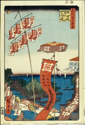 Puente Kanasugi y Shibaura. Cien vistas famosas de Edo, c. 1858