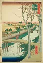 Terraplén de Koume (Koumezutsumi), de la serie "Cien vistas famosas de Edo (Meisho Edo hyakkei)"