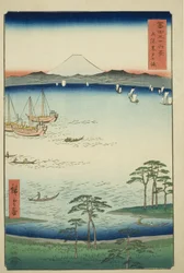 Bahía de Kurodo en la provincia de Kazusa (Kazusa Kurodo no ura), de la serie "Treinta y seis vistas del monte Fuji (Fuji sanjurokkei)"