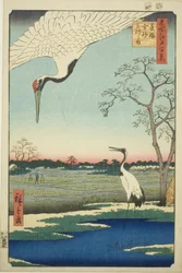 Minowa, Kanasugi, Mikawashima, de la serie "Cien vistas famosas de Edo (Meisho Edo hyakkei)"