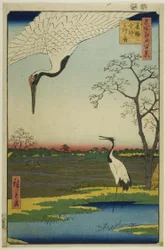 Minowa, Kanasugi, Mikawashima, de la serie "Cien vistas famosas de Edo (Meisho Edo hyakkei)"