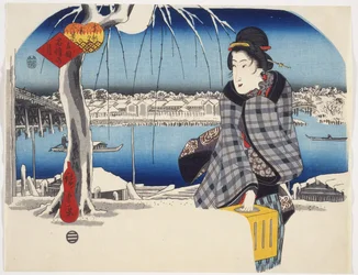 Luna después de la Nieve en Rygoku de la serie Tres Vistas de Nieve en Lugares Famosos de la Capital Oriental, c.1840