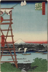 Puente Motoyanagi y Templo Eko_in en Ryo_goku, mayo 1857