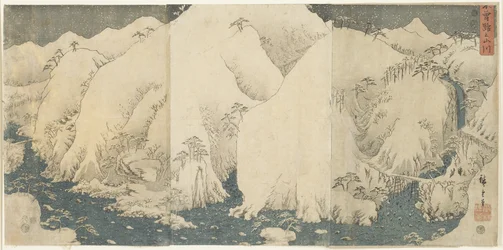 Montaña y río en el paso de Kiso, agosto 1857
