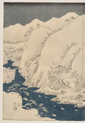 Montaña y río en el camino de Kiso