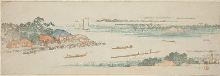 Boca del río Naka (Nakagawa guchi no zu), de una serie sin título de vistas famosas de los suburbios de Edo