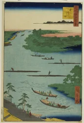 Desembocadura del río Nakawaga (Nakagawaguchi), de la serie "Cien vistas famosas de Edo (Meisho Edo hyakkei)"