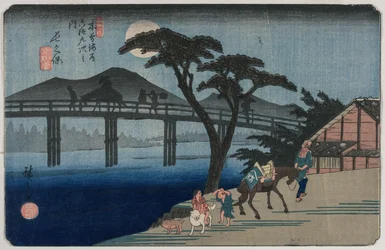 Estación Nagakubo 28 de la serie Sesenta y Nueve Estaciones del Kisokaido, 1835 o 1836