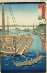 Provincia de Nagato: Shimonoseki (Nagato, Shimonoseki), de la serie "Lugares famosos en las sesenta y tantas provincias (Rokujuyoshu meisho zue)"