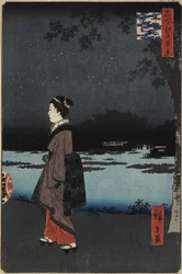 Vista nocturna del canal de Sanya, colina Matsuchi, agosto de 1857