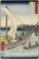 No.43 Ferry Boat por Shichiri Beach, Kuwana, julio de 1855