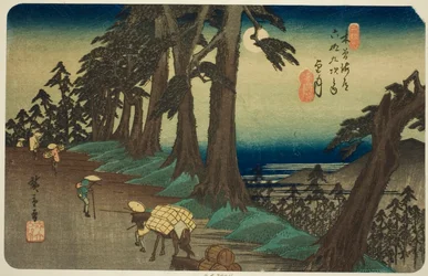 No. 26: Mochizuki, de la serie "Sesenta y nueve estaciones del Kisokaido (Kisokaido rokujukyu tsugi no uchi)"