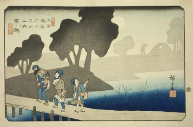 No. 37: Miyanokoshi, de la serie "Sesenta y nueve estaciones del Kisokaido"