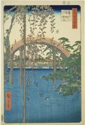 Recintos del Santuario Kameido Tenjin, de la serie "Cien vistas famosas de Edo"