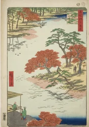 Recintos del Santuario Akiba, Ukeji (Ukeji Akiba no keidai), de la serie "Cien vistas famosas de Edo (Meisho Edo hyakkei)"