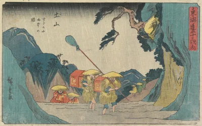 Lloviendo en la Montaña Suzuka en Tsuchiyama, 1841-42